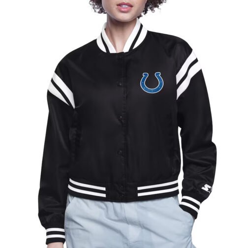 Indianapolis Colts Printed Logo Varsity Satin Jacket