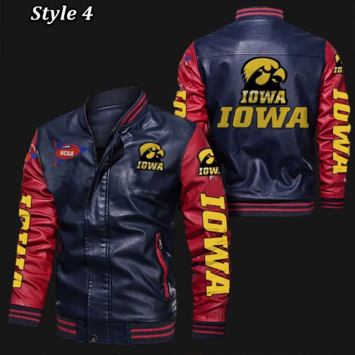 Iowa Hawkeyes Bomber Varsity Leather Jacket - Image 4