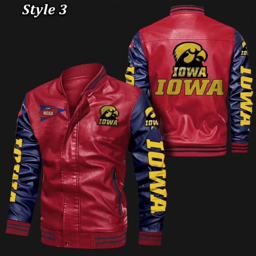 Iowa Hawkeyes Bomber Varsity Leather Jacket - Image 3