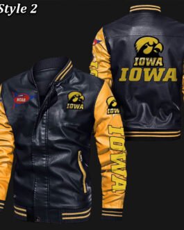 Iowa Hawkeyes Bomber Varsity Leather Jacket