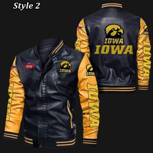 Iowa Hawkeyes Bomber Varsity Leather Jacket - Image 2