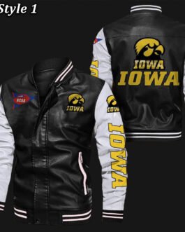 Iowa Hawkeyes Bomber Varsity Leather Jacket