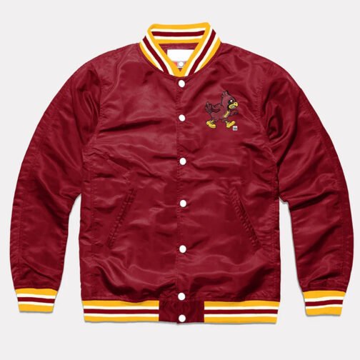 Iowa State Cyclones Burgundy Varsity Satin Jacket