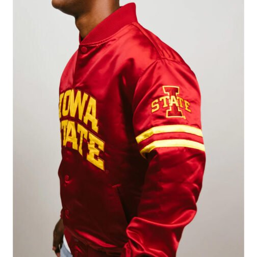 Iowa State Cyclones Striped Burgundy Bomber Jacket - Image 4
