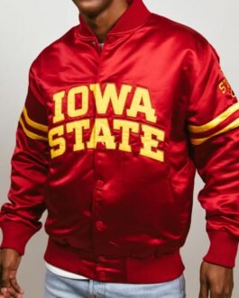 Iowa State Cyclones Striped Burgundy Bomber Jacket