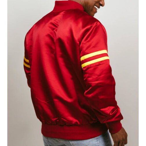 Iowa State Cyclones Striped Burgundy Bomber Jacket - Image 3