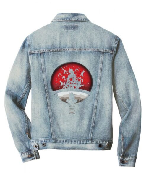 Red Moon Itachi Uchiha Naruto Denim Jacket - Image 6
