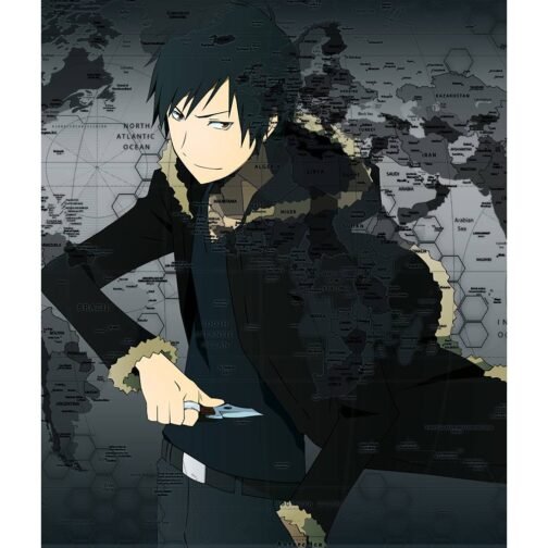 Izaya Orihara Durarara Fur Black Hoodie - Image 9