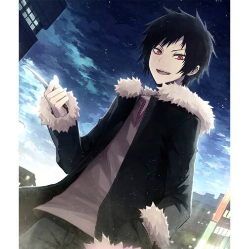 Izaya Orihara Durarara Fur Black Hoodie - Image 2