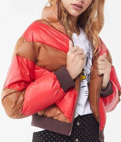 Home Before Dark Kylie Rogers Puffer Red and Brown Jacket - Image 5
