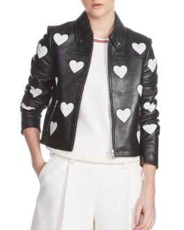 Women’s Maje Heart Motorcycle Leather Jacket