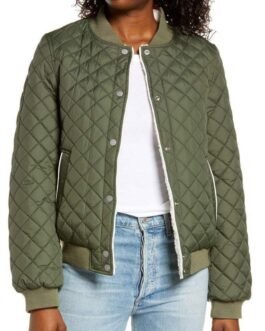 Hightown Monica Raymund Green Diamond Quilted Jacket