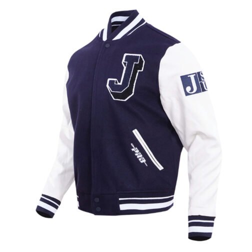 Jackson State University Navy and White Varsity Jacket - Image 3