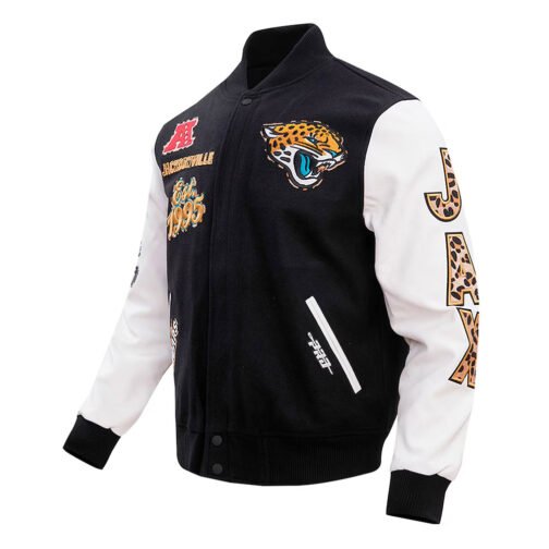 Jacksonville Jaguars Animal Patches Black Varsity Jacket - Image 3