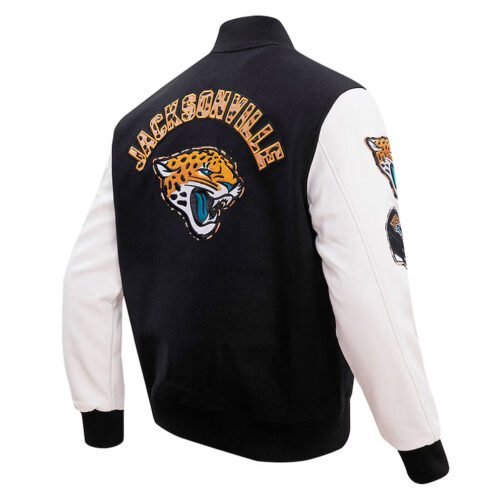 Jacksonville Jaguars Animal Patches Black Varsity Jacket - Image 2