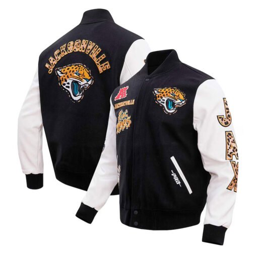 Jacksonville Jaguars Animal Patches Black Varsity Jacket - Image 4