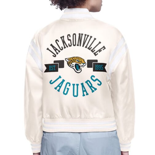 Jacksonville Jaguars Printed Logo Varsity Satin Jacket - Image 4