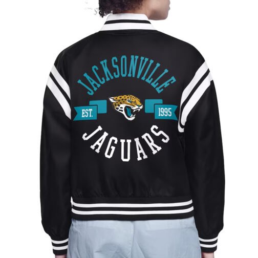 Jacksonville Jaguars Printed Logo Varsity Satin Jacket - Image 3