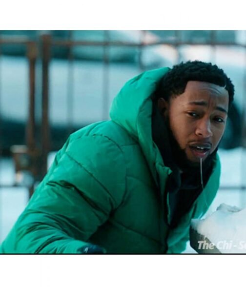 Jacob Latimore The Chi Puffer Green Jacket - Image 7