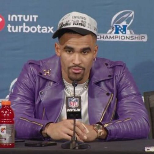 Jalen Hurts Purple Leather Biker Jacket - Image 6