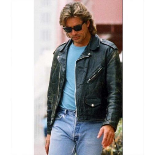 James Crockett Miami Vice Black Leather Jacket - Image 5