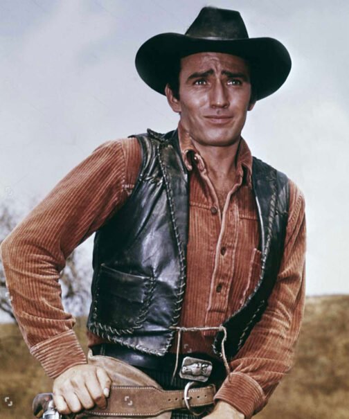 James Drury The Virginian Cowboy Leather Vest - Image 2