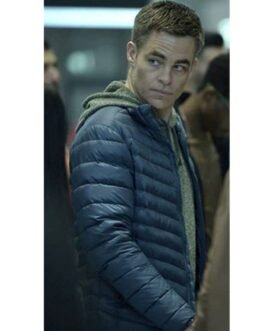 Chris Pine The Contractor Puffer Blue Jacket