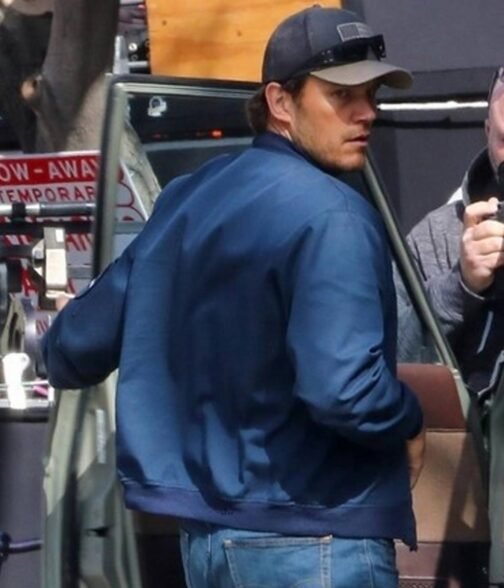 The Terminal List Chris Pratt Blue Bomber Jacket - Image 6