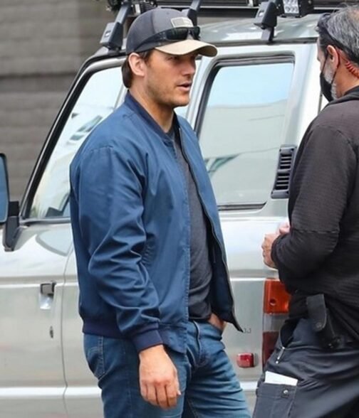 The Terminal List Chris Pratt Blue Bomber Jacket - Image 18
