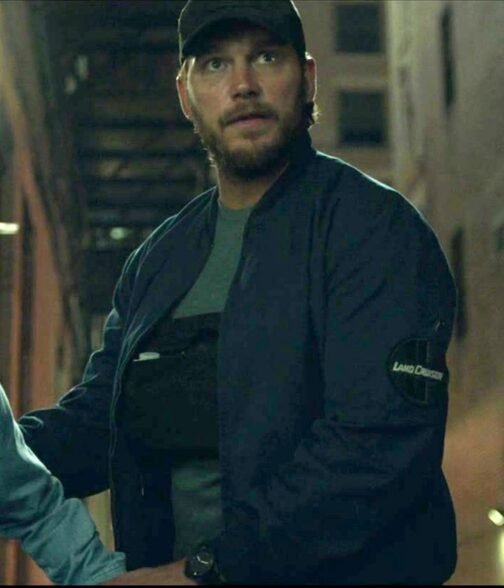 The Terminal List Chris Pratt Blue Bomber Jacket - Image 21