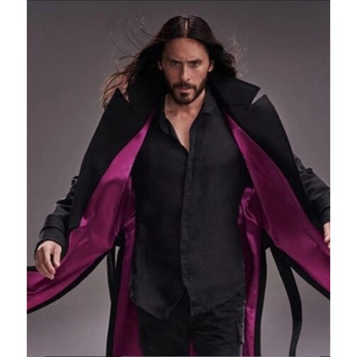 Morbius Jared Leto Black Wool Trench Coat - Image 6