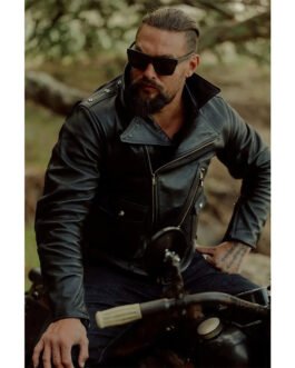 Jason Momoa Black Leather Biker Jacket