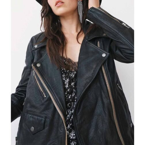Women’s Jealousy Leather Moto Jacket - Image 5