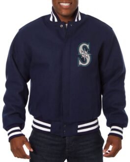 Letterman Seattle Mariners Jeff Hamilton Navy Wool Jacket