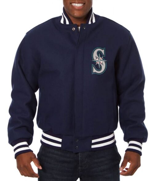 Letterman Seattle Mariners Jeff Hamilton Navy Wool Jacket