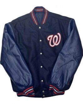 Washington Nationals Jeff Hamilton Navy Blue Letterman Jacket
