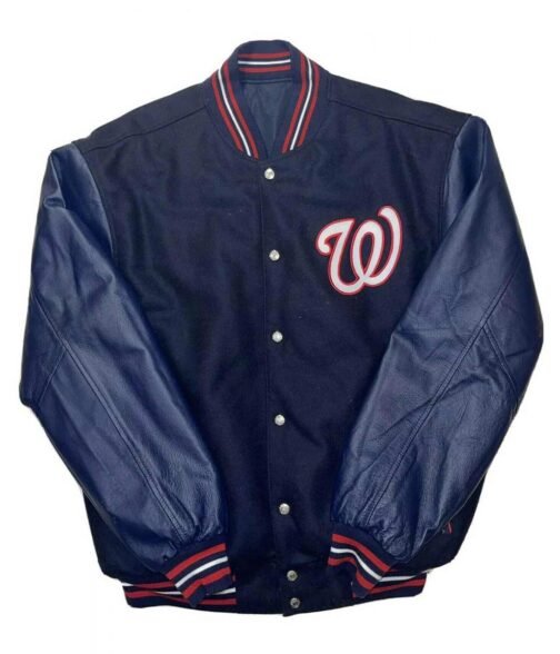 Washington Nationals Jeff Hamilton Navy Blue Letterman Jacket