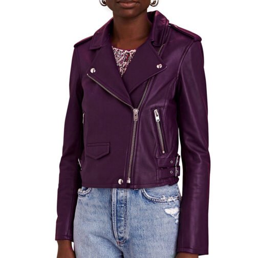 Katheryn Winnick Big Sky S03 Plum Leather Jacket