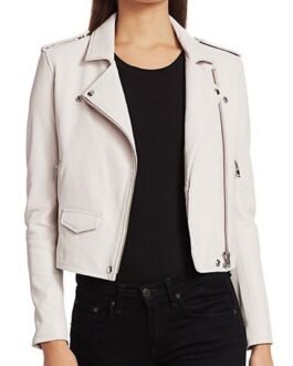 Katheryn Winnick Big Sky White Leather Biker Jacket