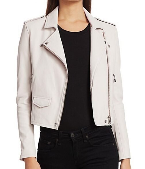 Katheryn Winnick Big Sky White Leather Biker Jacket