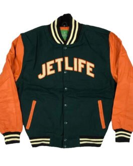 Jet Life Green and Orange Varsity Jacket