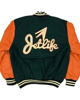 Jet Life Green and Orange Varsity Jacket
