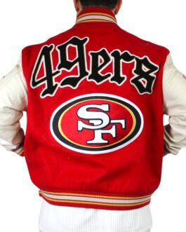 JH San Francisco 49ers Red and Off White Varsity Jacket