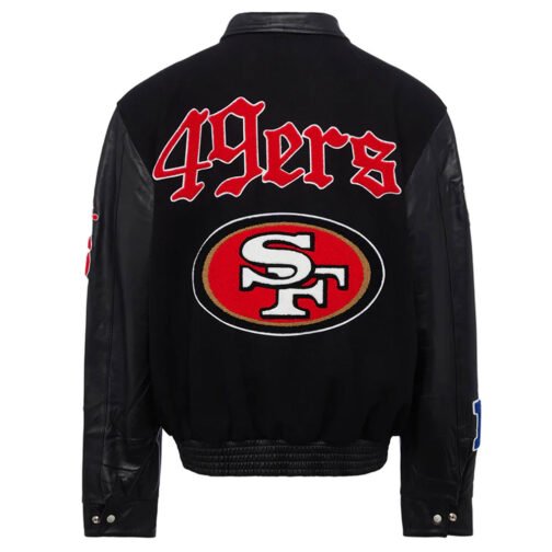 JH San Francisco 49ers Varsity Black Jacket - Image 2