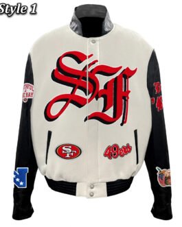 JH San Francisco 49ers Varsity White and Black Jacket