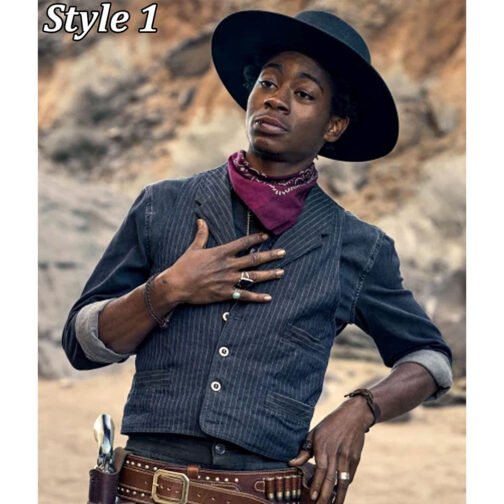 RJ Cyler The Harder They Fall Navy Blue Vest