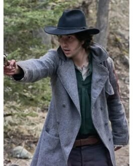 Murder at Yellowstone City Nat Wolff Grey Wool Coat
