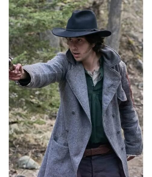 Murder at Yellowstone City Nat Wolff Grey Wool Coat