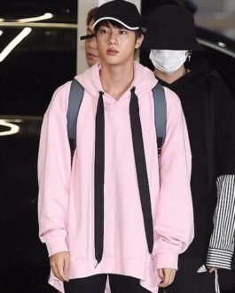 Jin BTS Pink Fleece Hoodie