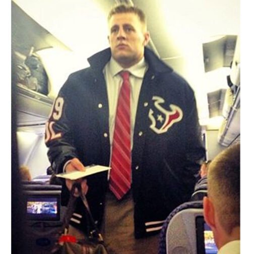 JJ Watt Houston Texas Varsity Black Jacket - Image 8